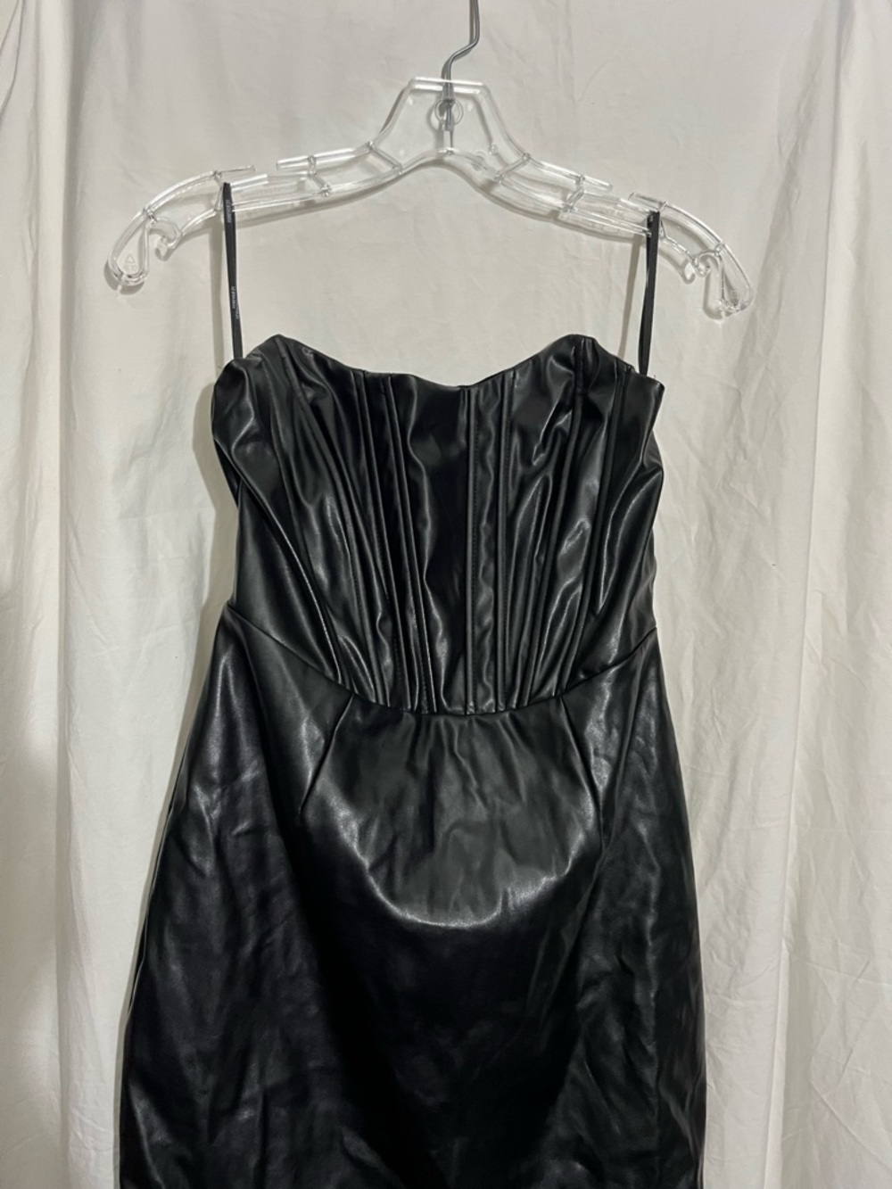 Forever 21 Black Faux Leather Strapless Dress